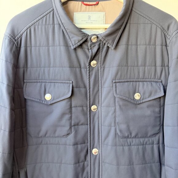 Brunello Cucinelli Quilted Nylon Shirt Jacket – Size M, Navy - Picture 5 of 14